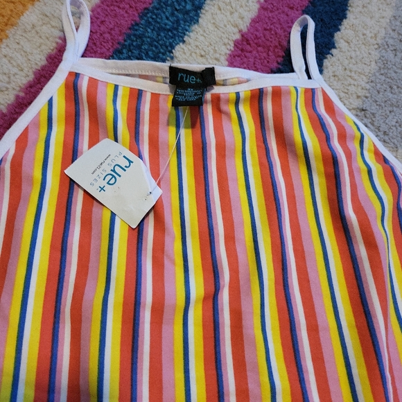 NWT Juniors Size 3X Rue21 Striped Tank Top Bright Colors Fun! - Picture 3 of 6